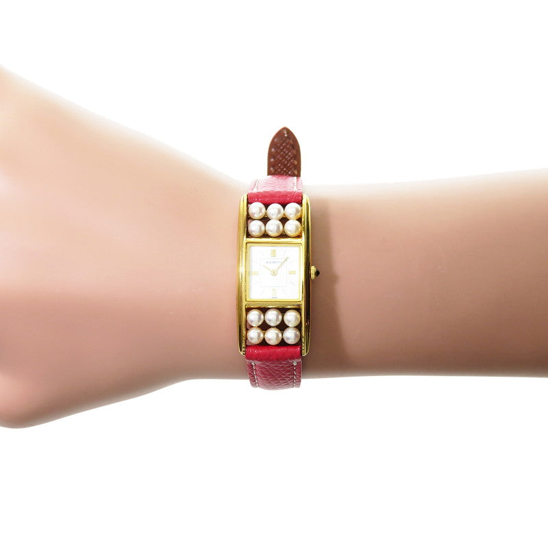 最終特価品【MIKIMOTO/ミキモト】 パール付 腕時計 GP/レザー