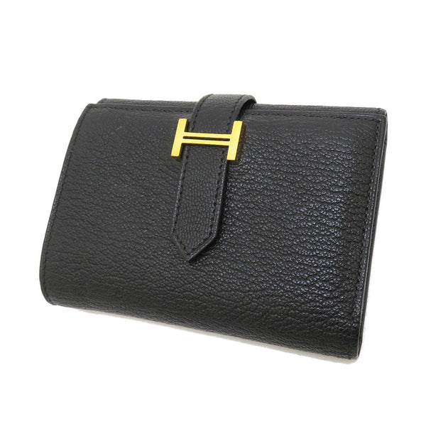 【HERMES/エルメス】 ベアン　コンビネ 三つ折り財布 シェーブル ブラック ユニセックス【中古】【真子質店】【BL】【TxIx】 N23120500690-