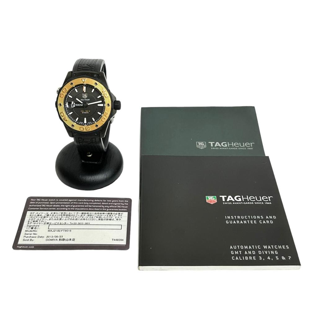 TAG HEUER/タグホイヤー】 WAJ2182 アクアレーサー キャリバー5 腕時計 チタン/ラバー/K18 自動巻き/オートマ 黒文 –  真子質店 PawnShopMAKO