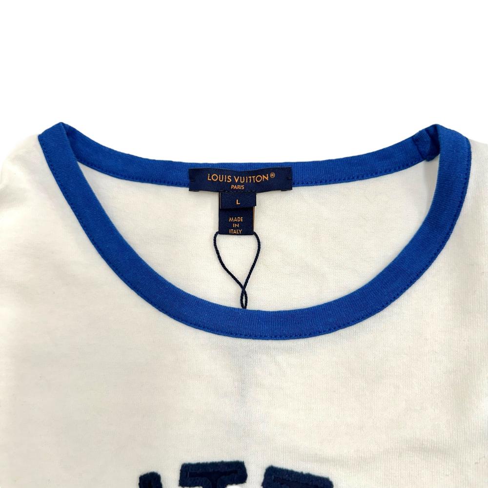 【LOUIS VUITTON/ルイ・ヴィトン】 RW232W ロゴ 半袖Ｔシャツ コットン ホワイト/ブルー メンズ【中古】【真子質店】【GD】【DSMo】 N24012644791-3_6e820438-ca7c-