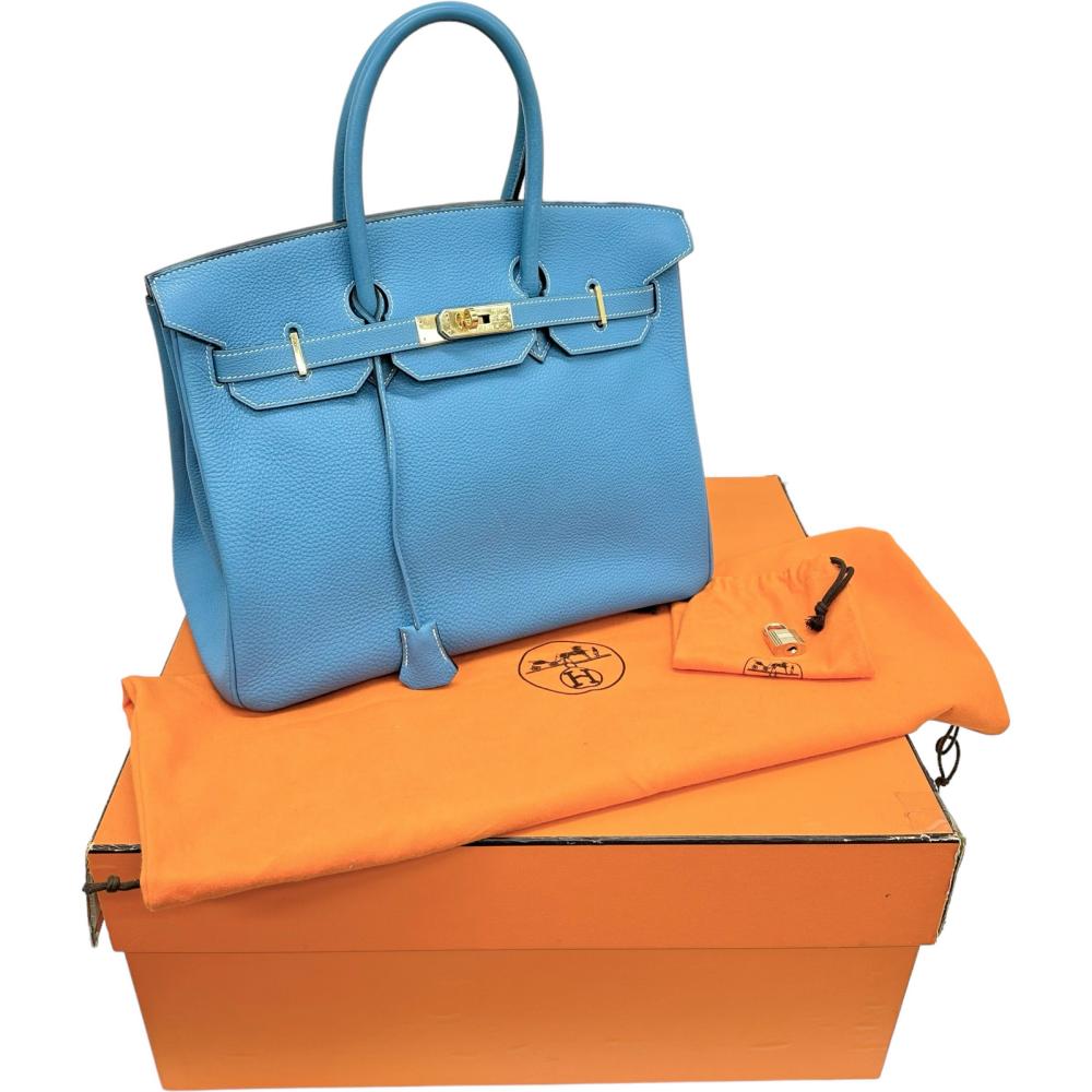 HERMES/エルメス】 バーキン35 ハンドバッグ トゴ ブルージーン/GP金具