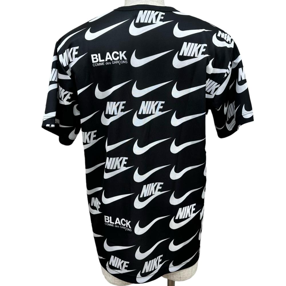 【NIKE/ナイキ】 NIKE×COMME des GARCONSコラボ 総柄 半袖Ｔシャツ ポリエステル 白ロゴ総柄/ブラック地  メンズ【中古】【真子質店】【GD】, 【YY】