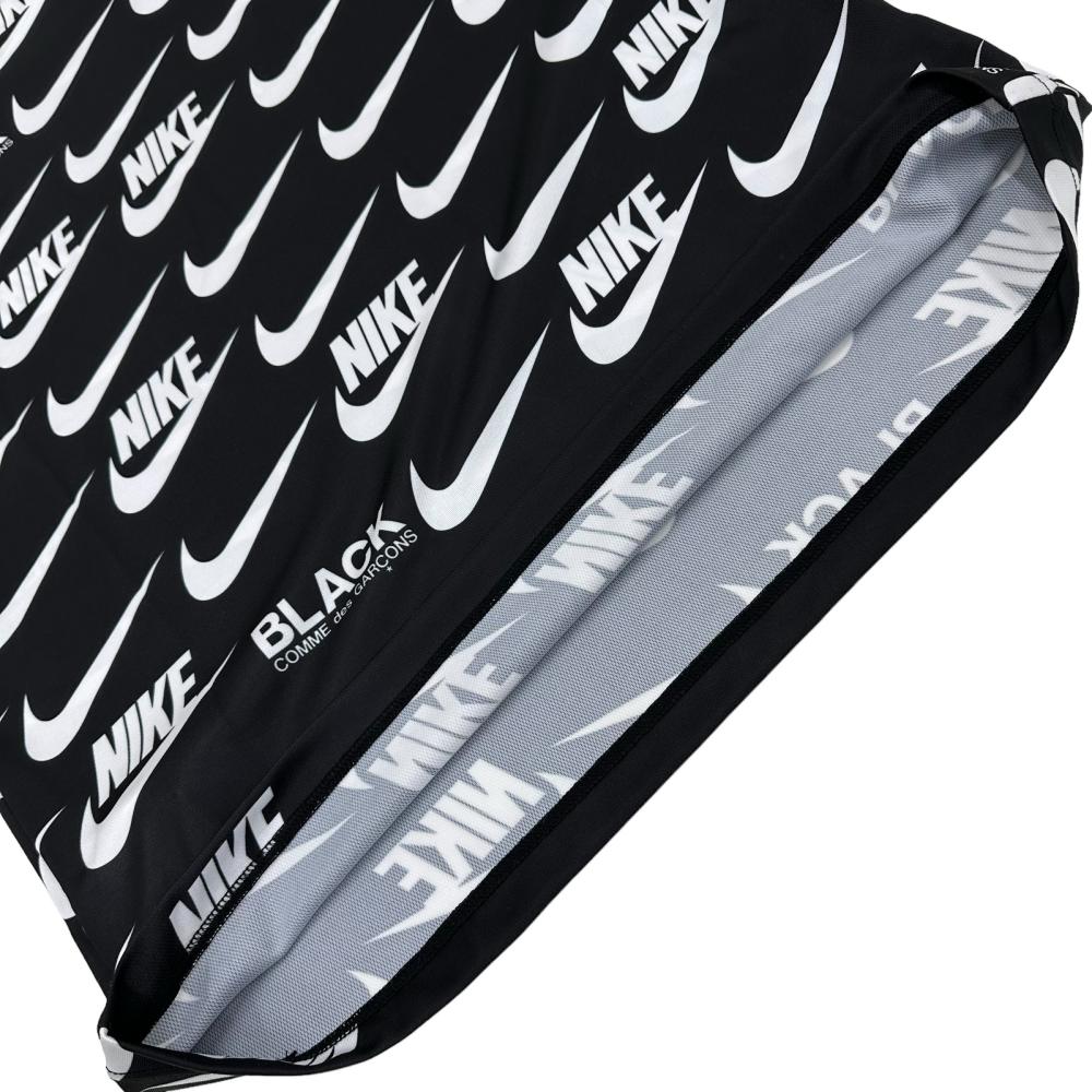 【NIKE/ナイキ】 NIKE×COMME des GARCONSコラボ 総柄 半袖Ｔシャツ ポリエステル 白ロゴ総柄/ブラック地 メンズ【中古】【真子質店】【GD】【YY】 NIKE/ナイキ】 NIKE×COMME des GARCONSコラボ 総柄 半袖Tシャツ
