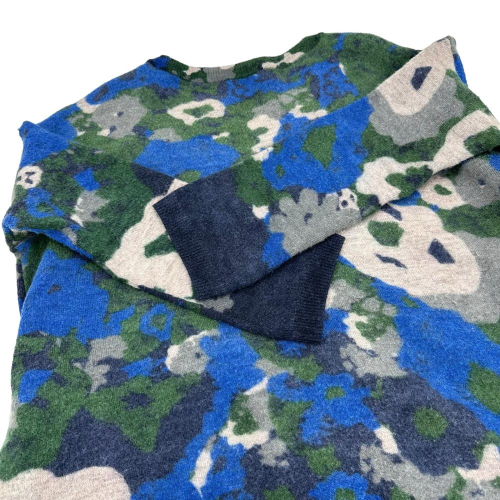 フロートニット ワンピース 馬比古縮織 フリーサイズ 【45R/フォーティファイブアール】 ニット ウール100％ カモフラ柄/ネイビー レディース【中古】【真子質店】【GN】【Kx】 フロートニット ワンピース 馬比古縮織 フリーサイズ 【45R/フォーティ