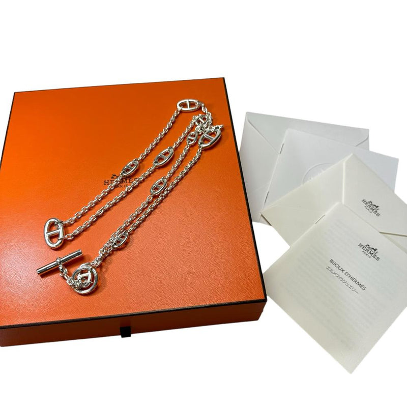 【格安新作登場】エルメス HERMES ネックレス ファランドール80/シェーヌダンクル シルバー ロングネックレス 美品 アクセサリー（首） ネックレス、ペンダント、チョーカー