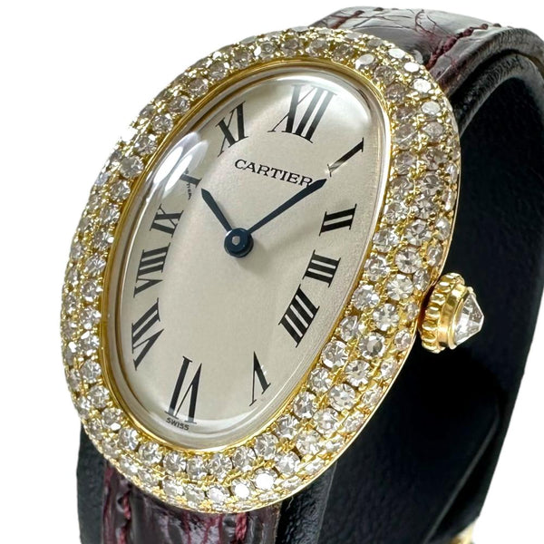 【CARTIER/カルティエ】 ベニュアール/ベニュワール ベゼル＆リューズダイヤモンド WB500431 ギャラ/保証書付き　3重純正ダイヤ 腕時計 K18YGイエローゴールド/レザー クオーツ シルバー文字盤/赤革ベルト レディース
【中古】【真子質店】【BL】




【Kxxx】