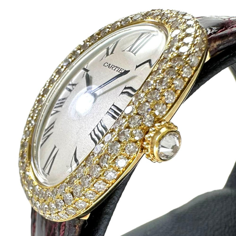 【CARTIER/カルティエ】 ベニュアール/ベニュワール ベゼル＆リューズダイヤモンド WB500431 ギャラ/保証書付き　3重純正ダイヤ 腕時計 K18YGイエローゴールド/レザー クオーツ シルバー文字盤/赤革ベルト レディース
【中古】【真子質店】【BL】




【Kxxx】