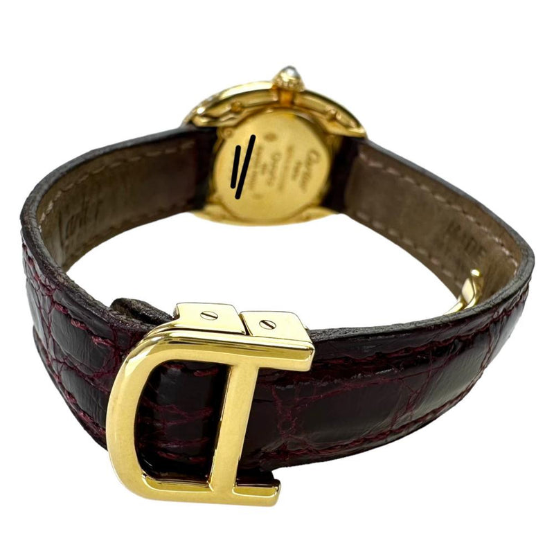 【CARTIER/カルティエ】 ベニュアール/ベニュワール ベゼル＆リューズダイヤモンド WB500431 ギャラ/保証書付き　3重純正ダイヤ 腕時計 K18YGイエローゴールド/レザー クオーツ シルバー文字盤/赤革ベルト レディース
【中古】【真子質店】【BL】




【Kxxx】