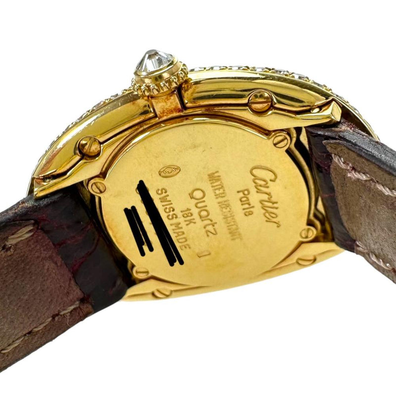 【CARTIER/カルティエ】 ベニュアール/ベニュワール ベゼル＆リューズダイヤモンド WB500431 ギャラ/保証書付き　3重純正ダイヤ 腕時計 K18YGイエローゴールド/レザー クオーツ シルバー文字盤/赤革ベルト レディース
【中古】【真子質店】【BL】




【Kxxx】