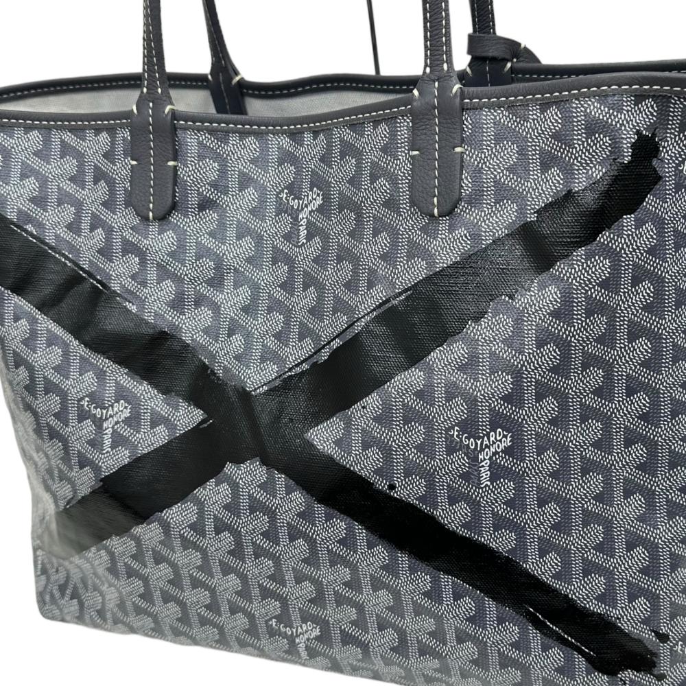 【GOYARD/ゴヤール】 サンルイPM マーカージュ ×柄 トートバッグ ポーチ付 ハンドバッグ PVCコーティングキャンバス グレー レ –  真子質店 PawnShopMAKO