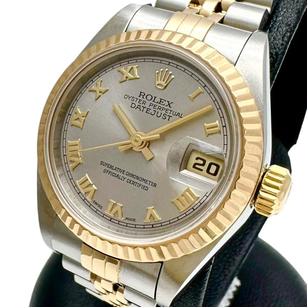 ROLEX 自動巻き 腕時計 シルバー/ゴールド ロレックス ROLEX デイトジャスト26 179174NRD K18ホワイト