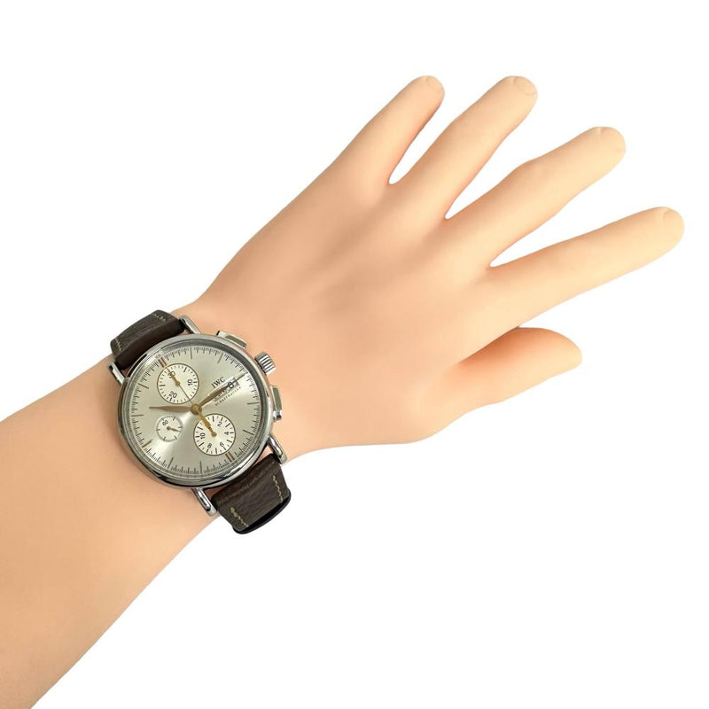 【IWC/インターナショナルウォッチカンパニー】 ポートフィノ　 IW378302  クロノ　ギャラ付/保証書 腕時計 ステンレススチール/レザー 自動巻き/オートマ シルバー文字盤/茶革ベルト(社外) メンズ
【中古】【真子質店】【GD】




【TSST】