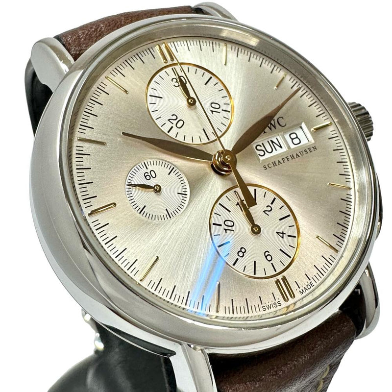 【IWC/インターナショナルウォッチカンパニー】 ポートフィノ　 IW378302  クロノ　ギャラ付/保証書 腕時計 ステンレススチール/レザー 自動巻き/オートマ シルバー文字盤/茶革ベルト(社外) メンズ
【中古】【真子質店】【GD】




【TSST】