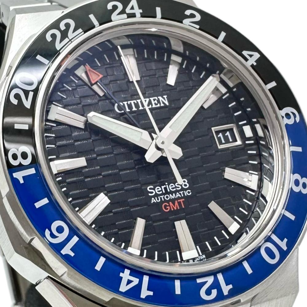【CITIZEN/シチズン】 シリーズ8 NB6031-56E  メカニカルGMT 腕時計 ステンレススチール 自動巻き/オートマ 黒文字盤/青黒ベゼル メンズ【中古】【真子質店】【GD】【IMaMaI】 N24031942814-2_88224db9-87f0-