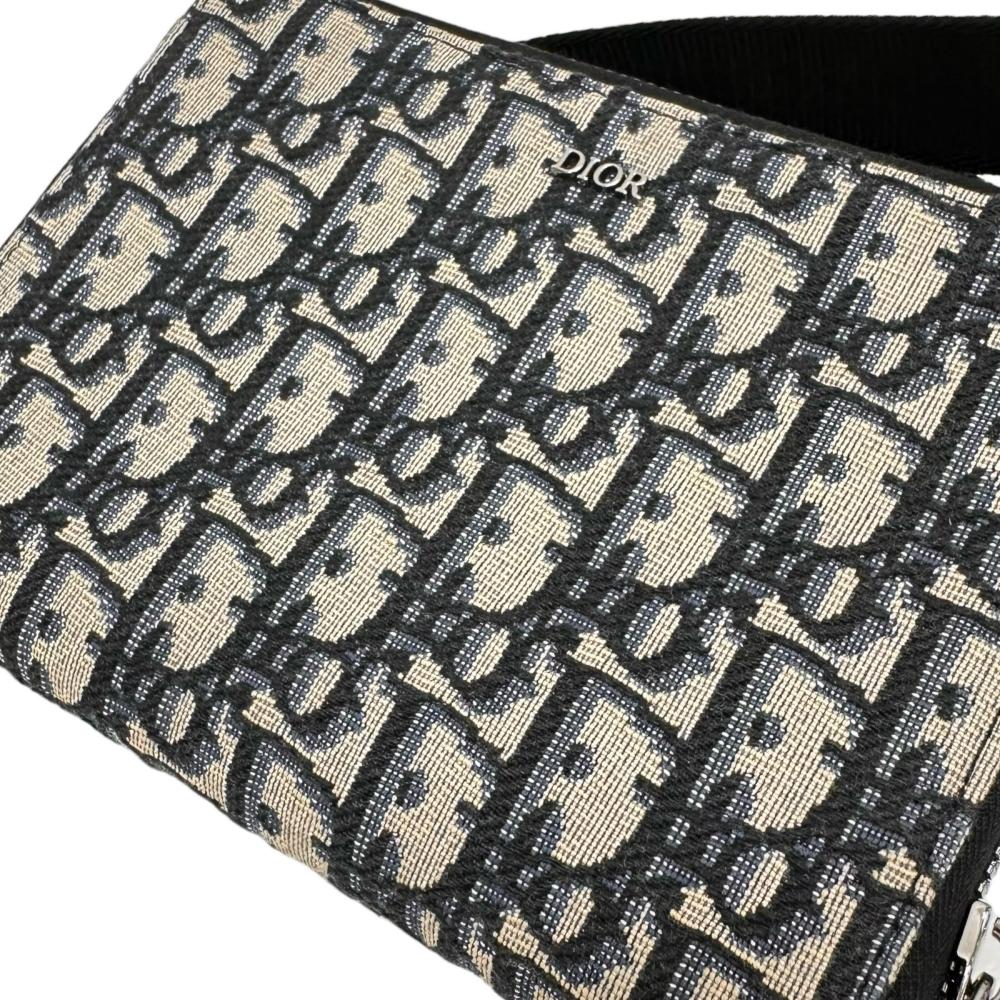 【Christian Dior/クリスチャンディオール】 オブリーク ショルダーバッグ キャンバス/レザー/ジャガード ネイビー/ベージュ レディース【中古】【真子質店】【GD】【IDMiMo】 Christian Dior/クリスチャンディオール】 オブリーク ショルダー