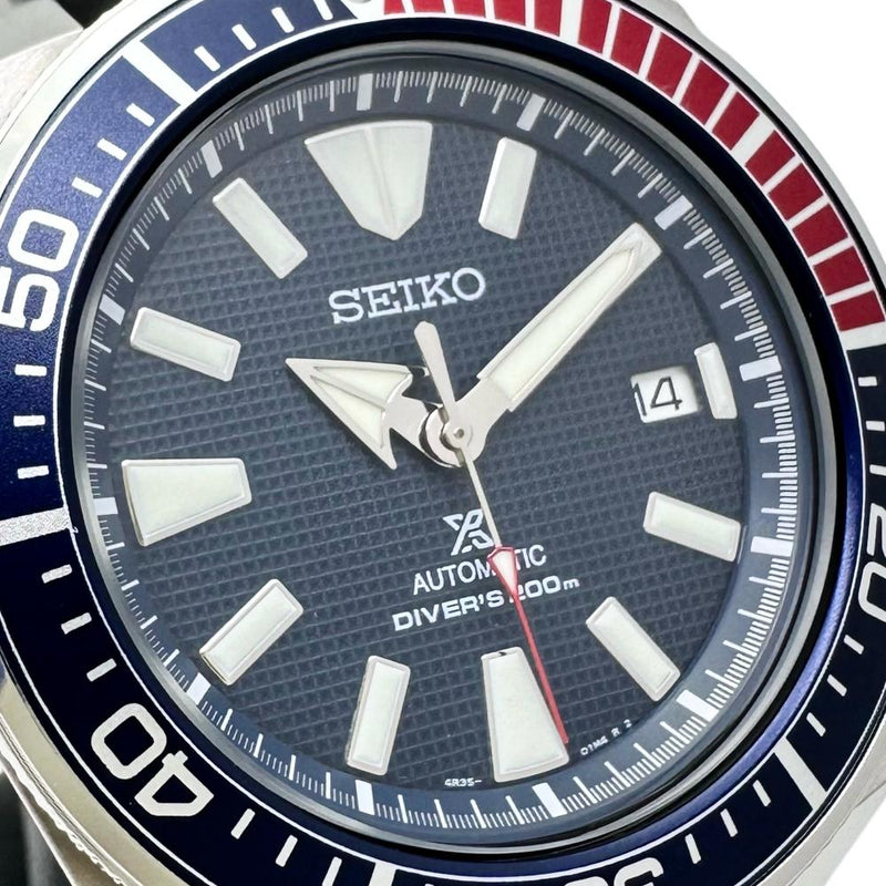 【SEIKO/セイコー】 プロスペックス ダイバー サムライ 4R35-01V0 腕時計 ステンレススチール/ラバー 自動巻き/オートマ  紺赤ペプシ/ブラックベルト 紺文字盤 メンズ