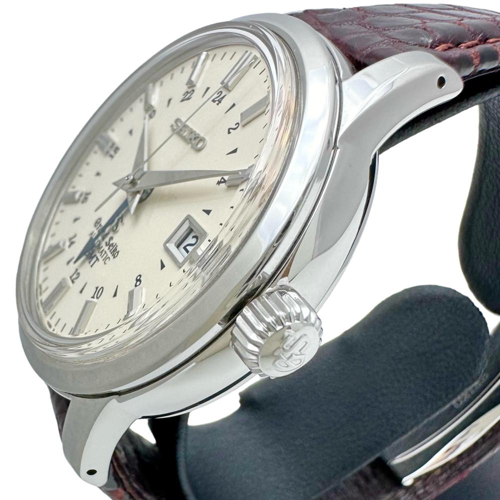 【SEIKO/セイコー】 グランドセイコー メカニカル GMT SBGM003(9S56-00B0) 保証書付き 腕時計 ステンレススチール 自動巻き/オートマ ベージュ文字盤/ブラウン革 メンズ【中古】【真子質店】【GD】【TYSMo】 SEIKO/セイコー】 グランドセイコー メカニカル GMT SBGM003(9S56-00B0