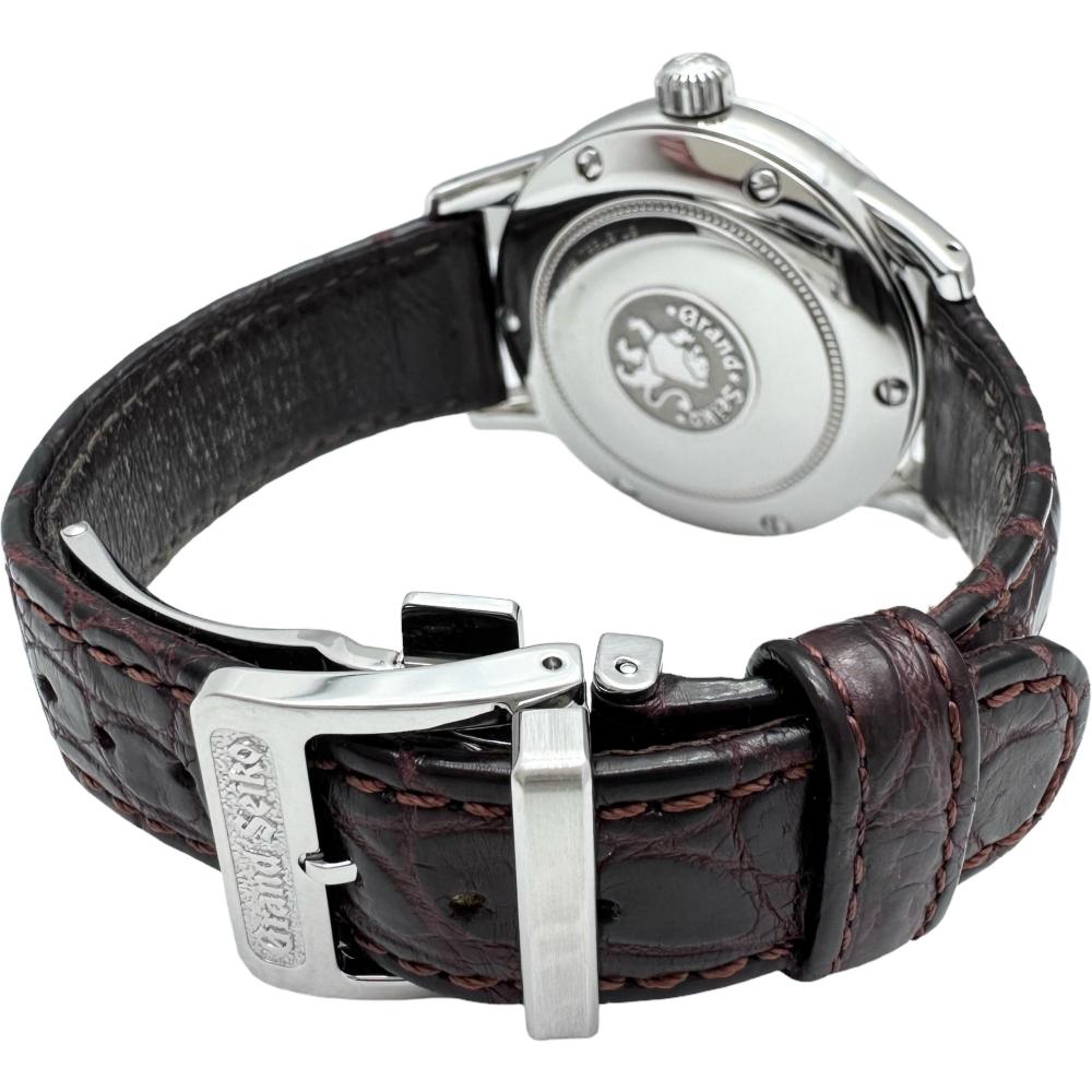 【SEIKO/セイコー】 グランドセイコー メカニカル GMT SBGM003(9S56-00B0) 保証書付き 腕時計 ステンレススチール 自動巻き/オートマ ベージュ文字盤/ブラウン革 メンズ【中古】【真子質店】【GD】【TYSMo】 SEIKO/セイコー】 グランドセイコー メカニカル GMT SBGM003(9S56-00B0