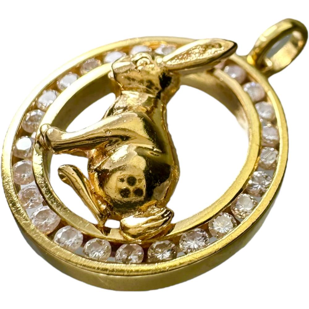 ウサギモチーフ ダイヤモンド ペンダントトップ K18ゴールド 18金 4.1g