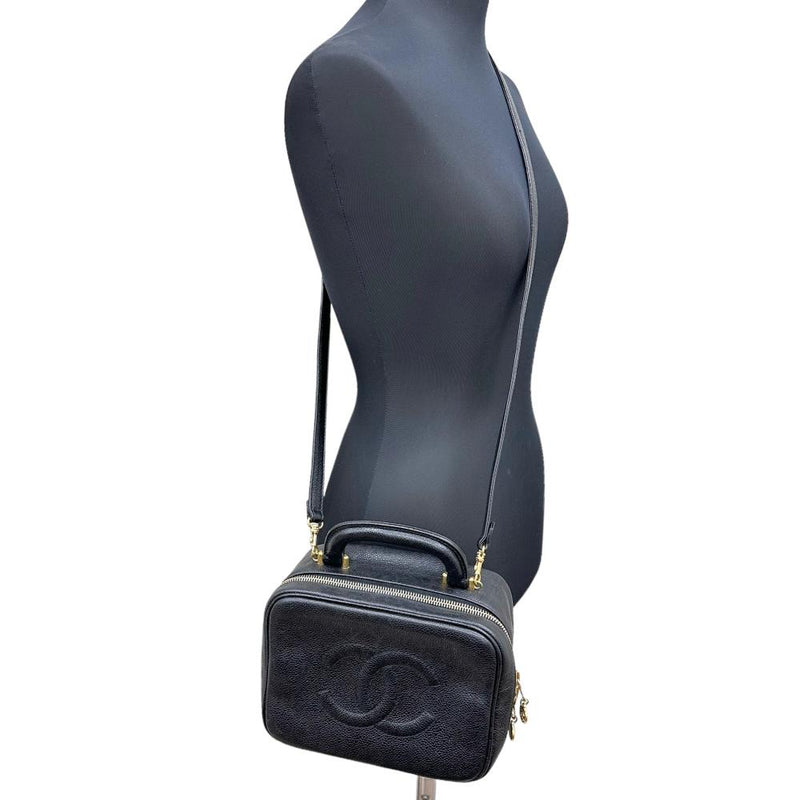 【CHANEL/シャネル】 A07060 バニティバッグ 2WAYバッグ シリアルシール有 ヴィンテージ ショルダーバッグ 4番台（1990年前半頃） キャビアスキン ブラック/ゴールド金具 レディース【中古】【真子質店】【GD】




【IKMox】