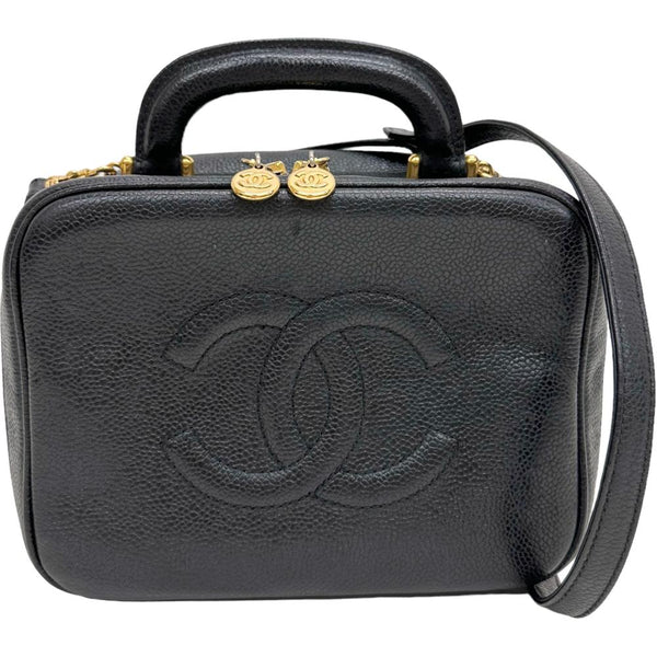 【CHANEL/シャネル】 A07060 バニティバッグ 2WAYバッグ シリアルシール有 ヴィンテージ ショルダーバッグ 4番台（1990年前半頃） キャビアスキン ブラック/ゴールド金具 レディース【中古】【真子質店】【GD】




【IKMox】