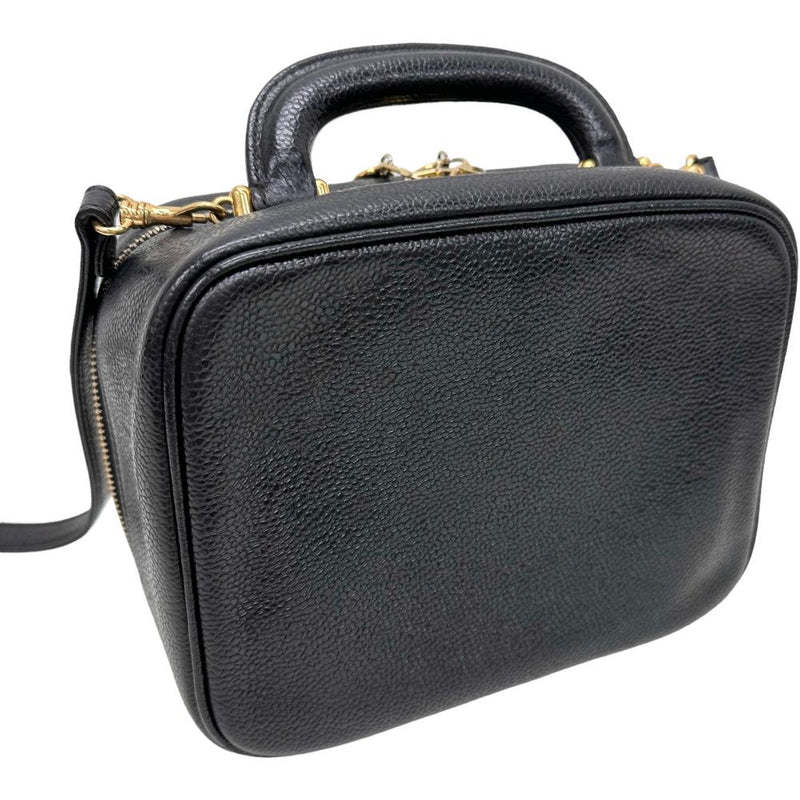 【CHANEL/シャネル】 A07060 バニティバッグ 2WAYバッグ シリアルシール有 ヴィンテージ ショルダーバッグ 4番台（1990年前半頃） キャビアスキン ブラック/ゴールド金具 レディース【中古】【真子質店】【GD】




【IKMox】