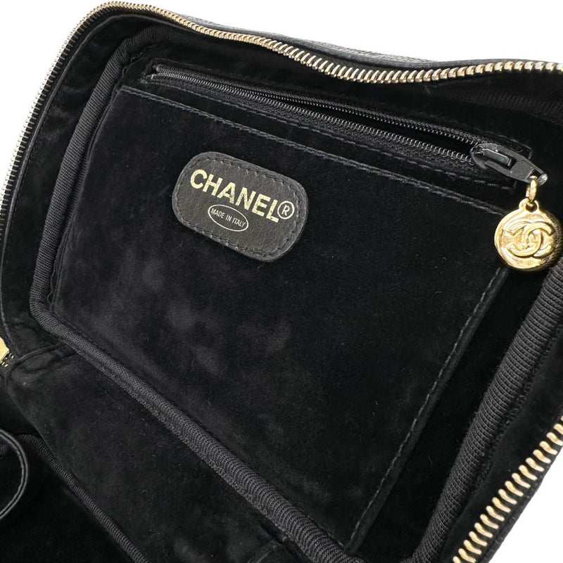 【CHANEL/シャネル】 A07060 バニティバッグ 2WAYバッグ シリアルシール有 ヴィンテージ ショルダーバッグ 4番台（1990年前半頃） キャビアスキン ブラック/ゴールド金具 レディース【中古】【真子質店】【GD】




【IKMox】