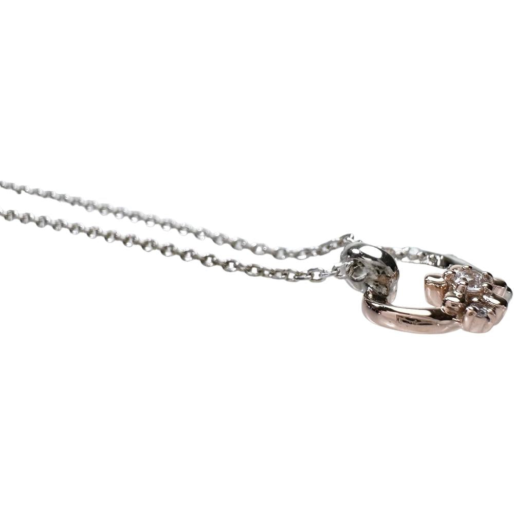 4℃/ヨンドシー】 ハート 透明石 ネックレス シルバー/K10ゴールド 10金