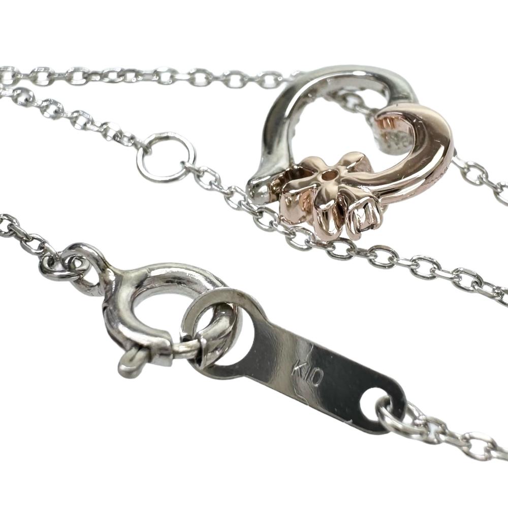 4℃/ヨンドシー】 ハート 透明石 ネックレス シルバー/K10ゴールド 10金 