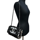 【CHANEL/シャネル】 スパンコール チェーンショルダー A38215 ロング＆ワンショルダー カード＆シール有 ショルダーバッグ 12番台（2008年頃） レザー ブラック/シルバー レディース【中古】【真子質店】【GD】




【TMoxx】