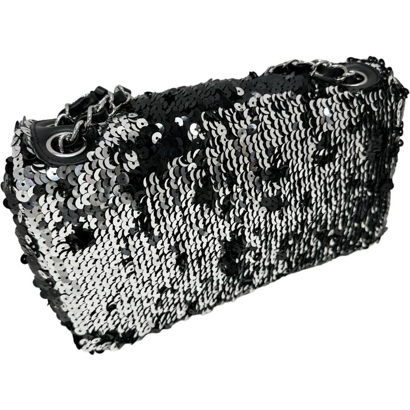 【CHANEL/シャネル】 スパンコール チェーンショルダー A38215 ロング＆ワンショルダー カード＆シール有 ショルダーバッグ 12番台（2008年頃） レザー ブラック/シルバー レディース【中古】【真子質店】【GD】




【TMoxx】