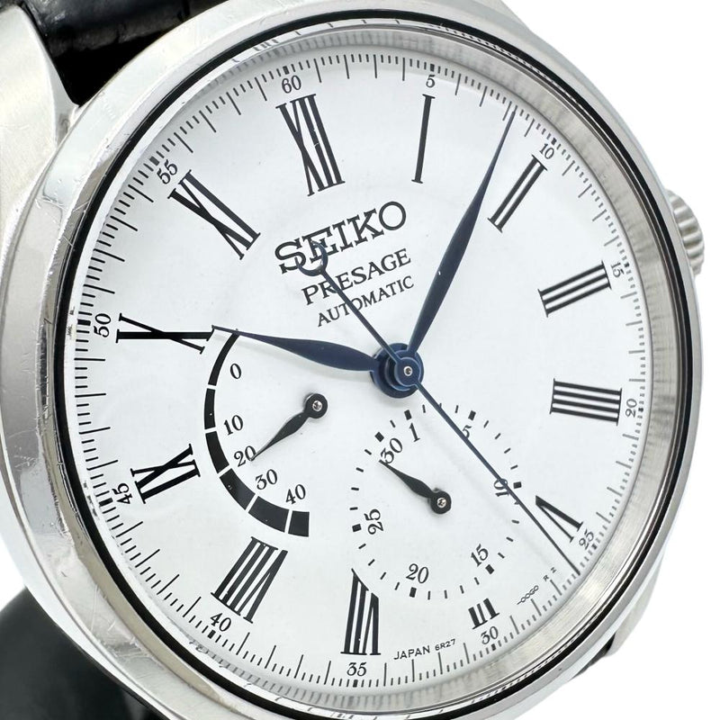 【SEIKO/セイコー】 プレザージュ SARW035(6R27-00L0) ホワイト 腕時計 ステンレススチール 自動巻き/オートマ  白琺瑯文字盤/黒革 メンズ, 【中古】【真子質店】【GD】, 【DxK】