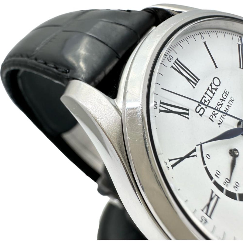 【SEIKO/セイコー】 プレザージュ SARW035(6R27-00L0) ホワイト 腕時計 ステンレススチール 自動巻き/オートマ  白琺瑯文字盤/黒革 メンズ
