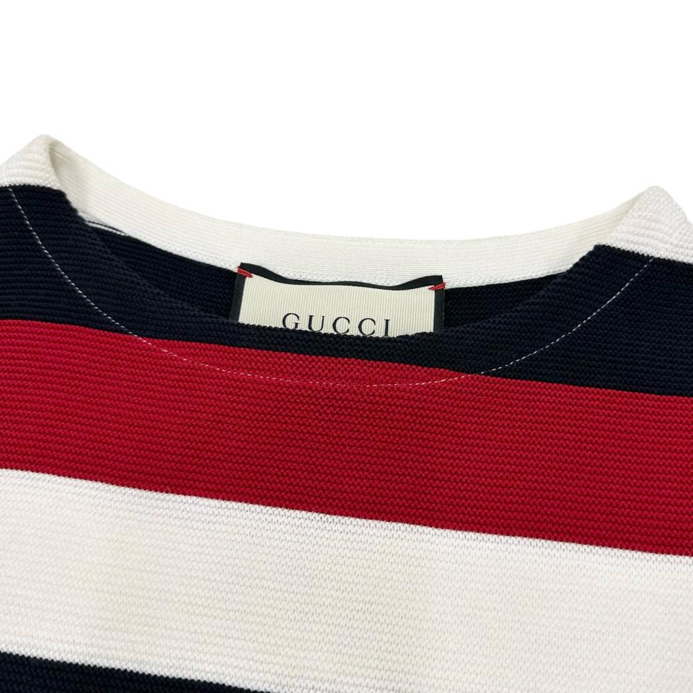 GUCCIボーダー長袖 GUCCI/グッチ】 ボーダー/ニット生地 長袖Tシャツ コットン100