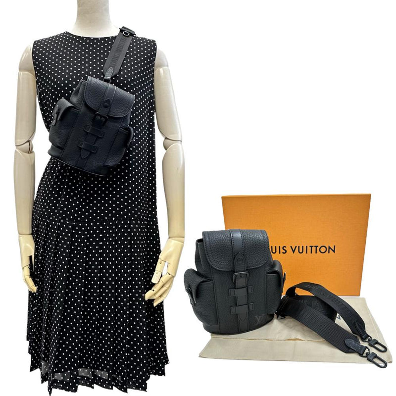 【LOUIS VUITTON/ルイ・ヴィトン】 クリストファーXS M58495 ショルダーバッグ/トリヨンレザー ブラック  ユニセックス【中古】【真子質店】【GD】, 【IMixD】