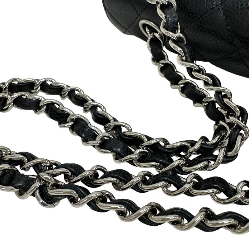 ★★最終特価品【CHANEL/シャネル】 マトラッセ WフラップWチェーンショルダー A01112 ギャランティカード/シール付 ショルダーバッグ 13番（2009年頃） キャビアスキン ブラック/シルバー金具 レディース【中古】【真子質店】【BL】




【STDx】