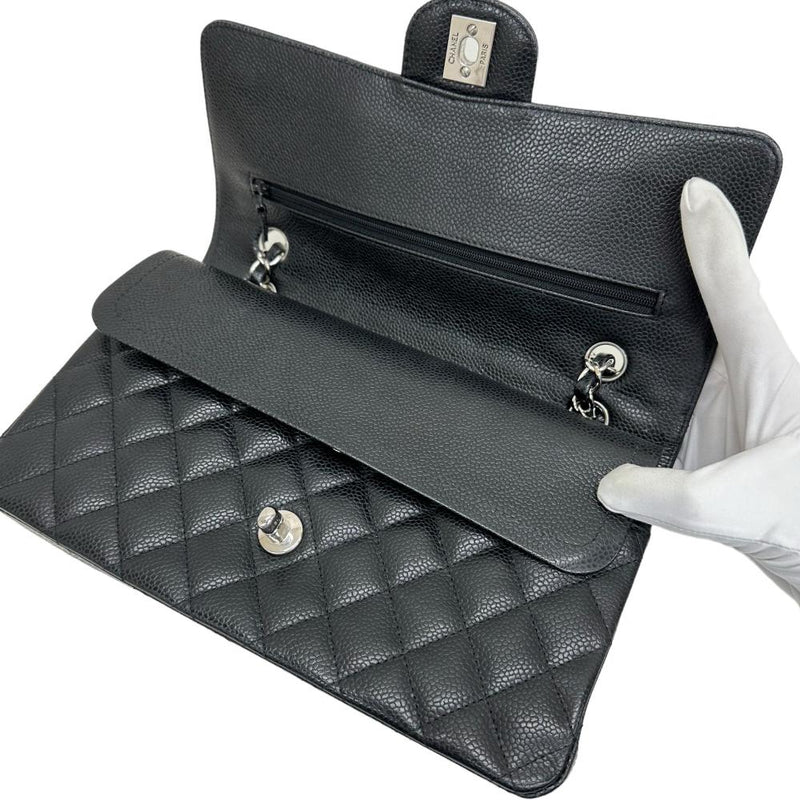 ★★最終特価品【CHANEL/シャネル】 マトラッセ WフラップWチェーンショルダー A01112 ギャランティカード/シール付 ショルダーバッグ 13番（2009年頃） キャビアスキン ブラック/シルバー金具 レディース【中古】【真子質店】【BL】




【STDx】