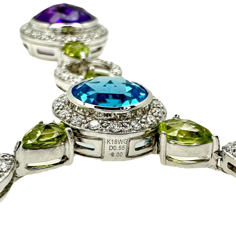 アメジスト/ブルートパーズ/ペリドット 計9.00ct ダイヤモンド 計0.55ct ネックレス K18WGホワイトゴールド 18金 13.3g 45cm レディース
【中古】【真子質店】【NN】




【IDKx】
