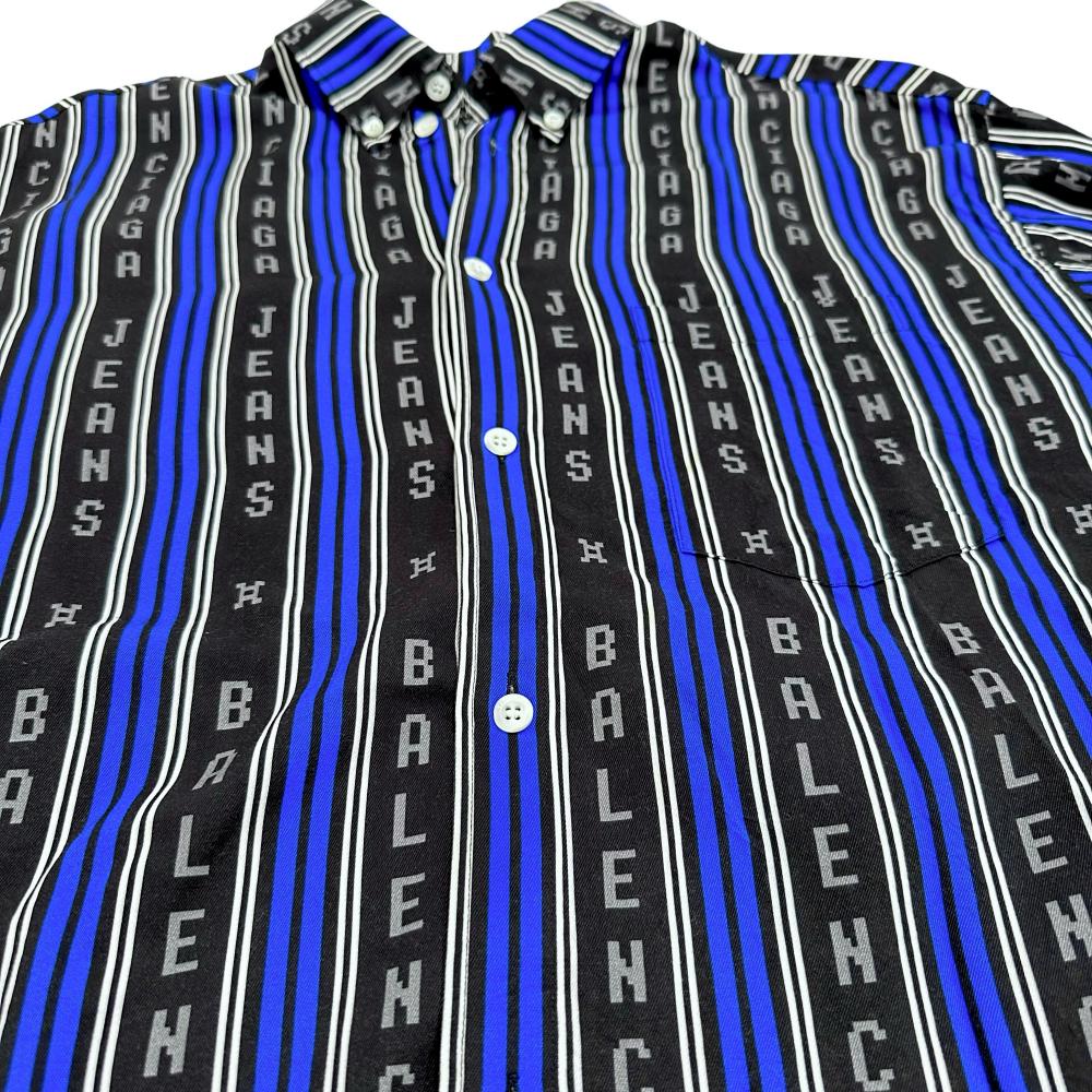 BALENCIAGA/バレンシアガ】 ロゴ入り 長袖Tシャツ レーヨン 黒/青 