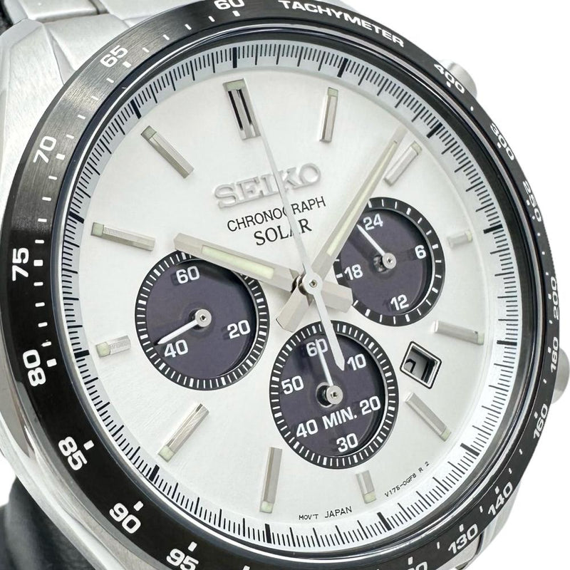 【SEIKO/セイコー】 クロノグラフ SBPY165/V175-0FA0 ぱんだ/パンダ 腕時計 ステンレススチール ソーラー  パールホワイト文字盤/黒目 メンズ, 【中古】【真子質店】【GD】, 【TxS】