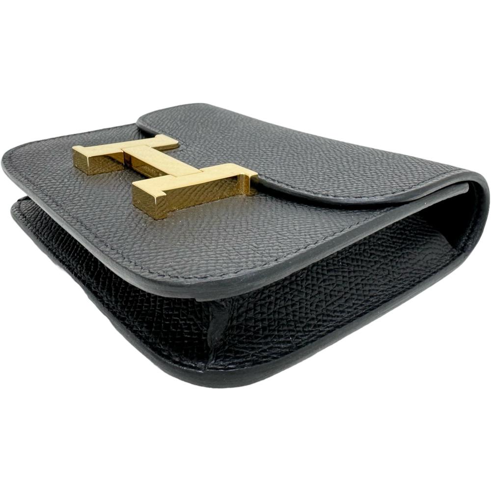 【HERMES/エルメス】 コンスタンス スリム コンパクトウォレット 財布/カードケース兼 ケース ヴォーエプソン ブラック/ゴールド金具 レディース【中古】【真子質店】【GD】【TMoxx】 HERMES/エルメス】 コンスタンス スリム コンパクトウォレット 財布