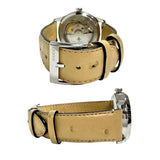【GUCCI/グッチ】 126.4 タイムレス ネコ/猫　裏スケ/シースルー 腕時計 ステンレススチール/レザー 自動巻き/オートマ 白系文字盤/ベージュ革ベルト ユニセックス 【中古】【真子質店】【GD】 【Yxx】