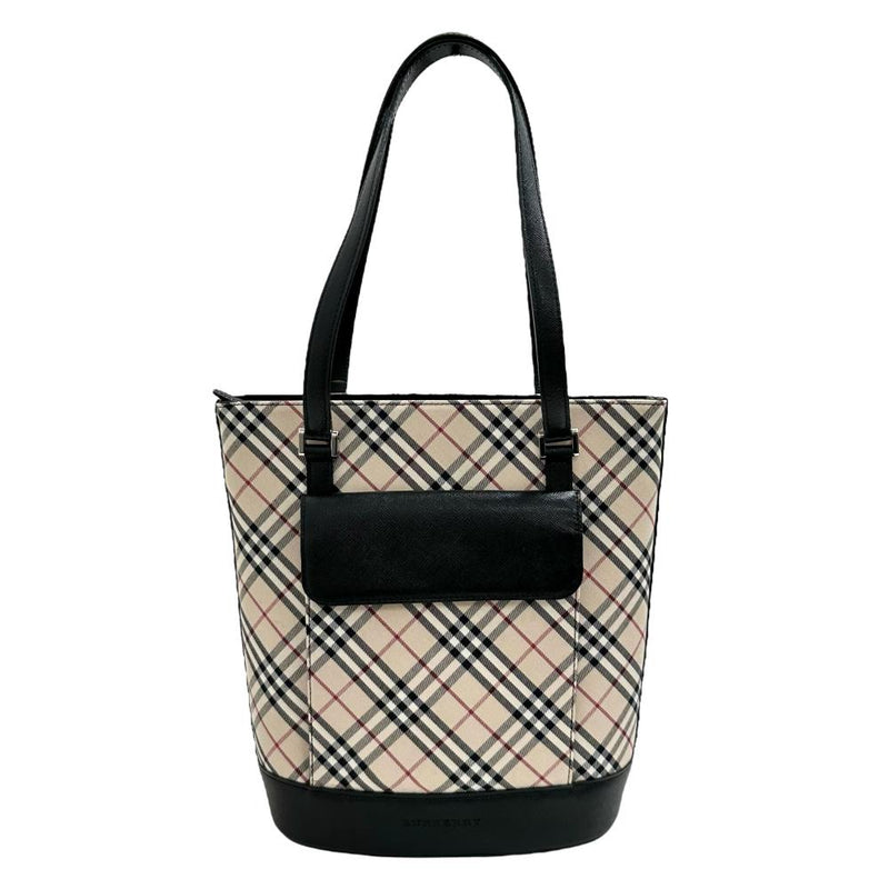 BURBERRY/バーバリー】 チェック柄 トートバッグ キャンバス/レザー アイボリー/黒 レディース【中古】【真子質店】【GD】 【T –  真子質店 PawnShopMAKO