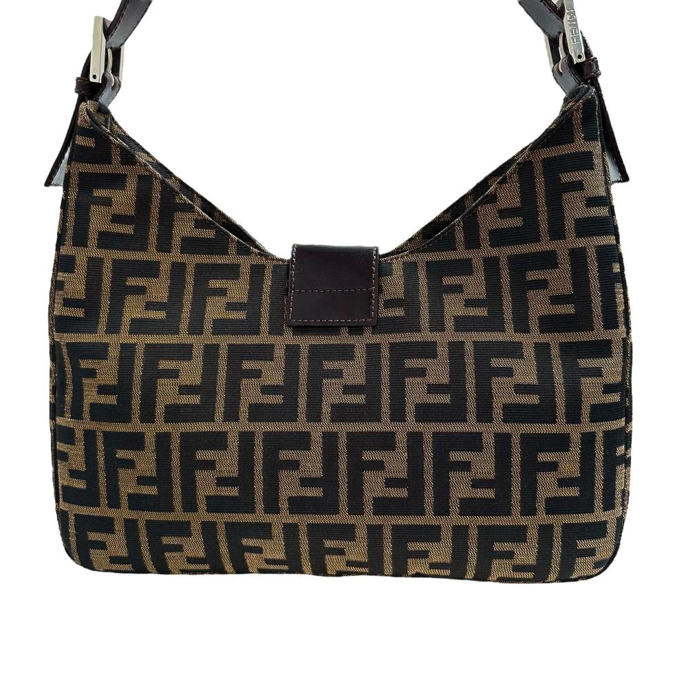 FENDI フェンディ ズッカ柄 ショルダーバッグ キャンバス レザー