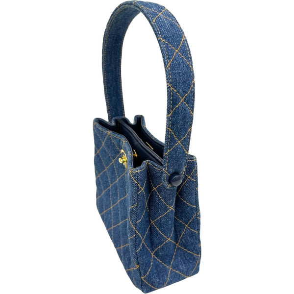 【CHANEL/シャネル】 ダブルフェイス ハンドポーチ   カード＆Sシール付 ハンドバッグ 4番台（1997年） デニム ブルー/デニム レディース【中古】【真子質店】【BL】




【MiMoxx】