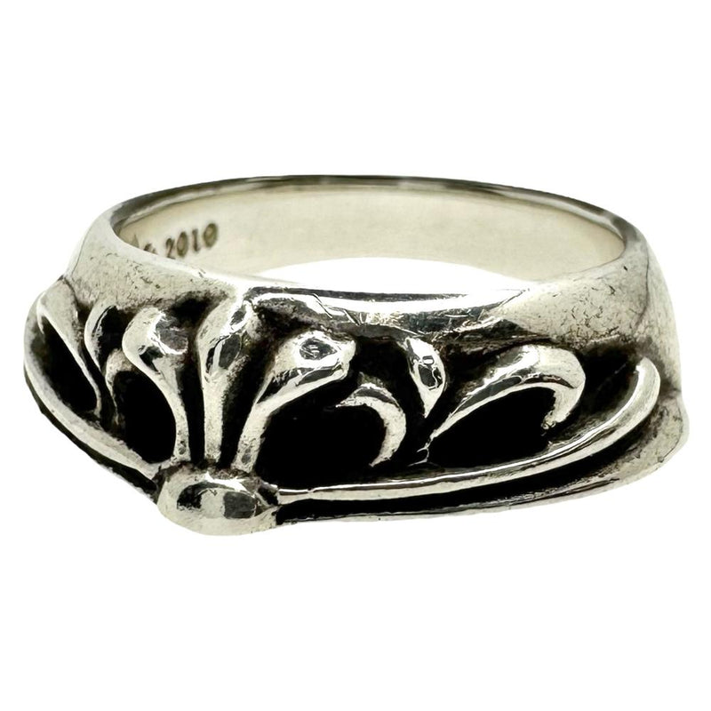 14号【CHROME HEARTS/クロムハーツ】 ハーフクラッシック フローラルクロスリング リング・指輪 シルバー925 8.6g ユニセックス,  【中古】【真子質店】【BL】, 【MoMix】