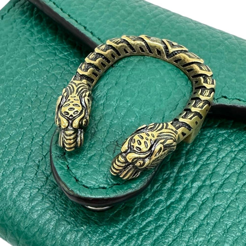 【GUCCI/グッチ】 ディオニュソス チェーンウォレット 574930 財布 カードケース レザー グリーン  レディース【中古】【真子質店】【BL】, 【MoMix】