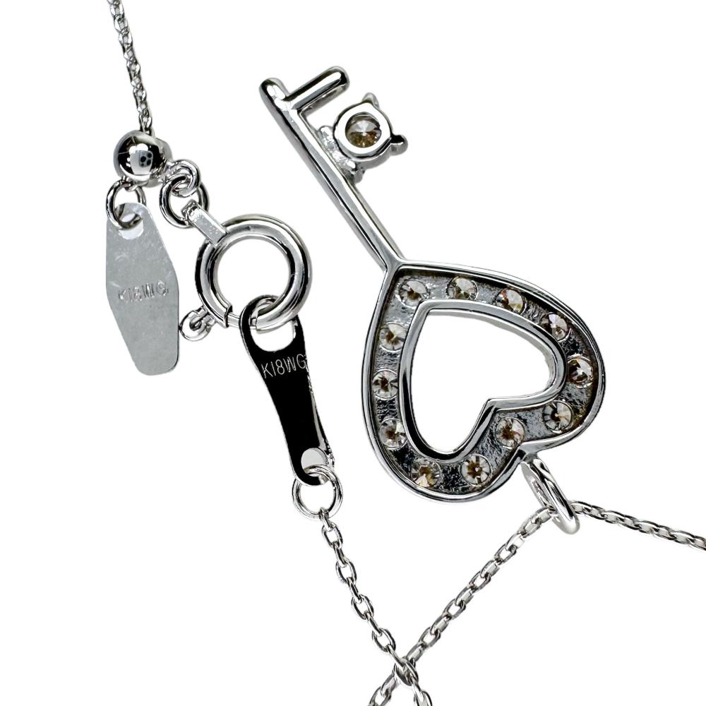 鍵/キー ダイヤモンド 計0.40ct ネックレス K18WGホワイトゴールド 18