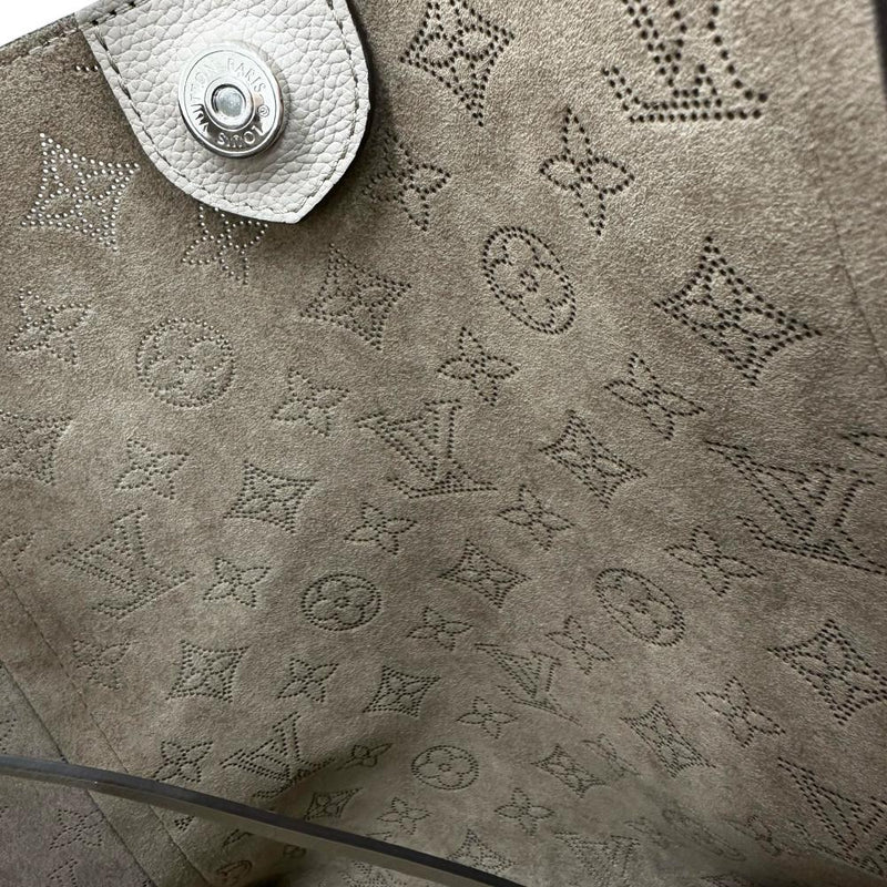 【LOUIS VUITTON/ルイ・ヴィトン】 ヒナMM マヒナ M53140 ポーチ付 トートバッグ レザー ガレ（グレーベージュ）  レディース【中古】【真子質店】【BL】, 【TIDS】