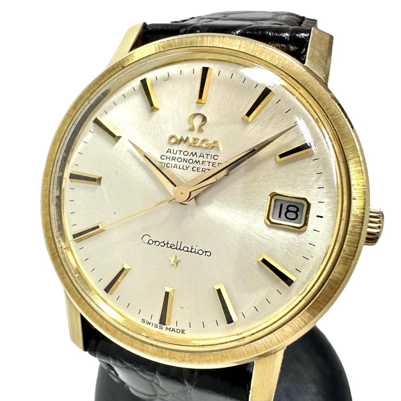 ★★最終特価品【OMEGA/オメガ】 コンステレーション 168.018/cal.564 クロノメーター 腕時計 GP/レザー 自動巻き/オートマ シャンパン文字盤/黒革ベルト(社外) メンズ 【中古】【真子質店】【GD】 【Ixx】